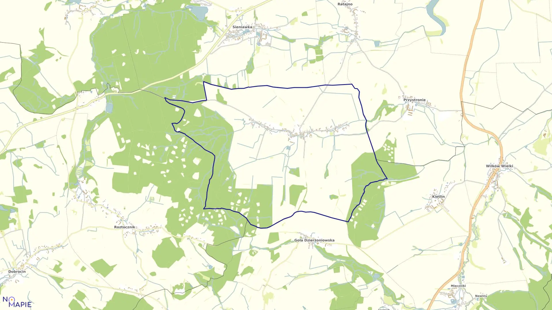 Mapa obrębu LIGOTA WIELKA w gminie Łagiewniki
