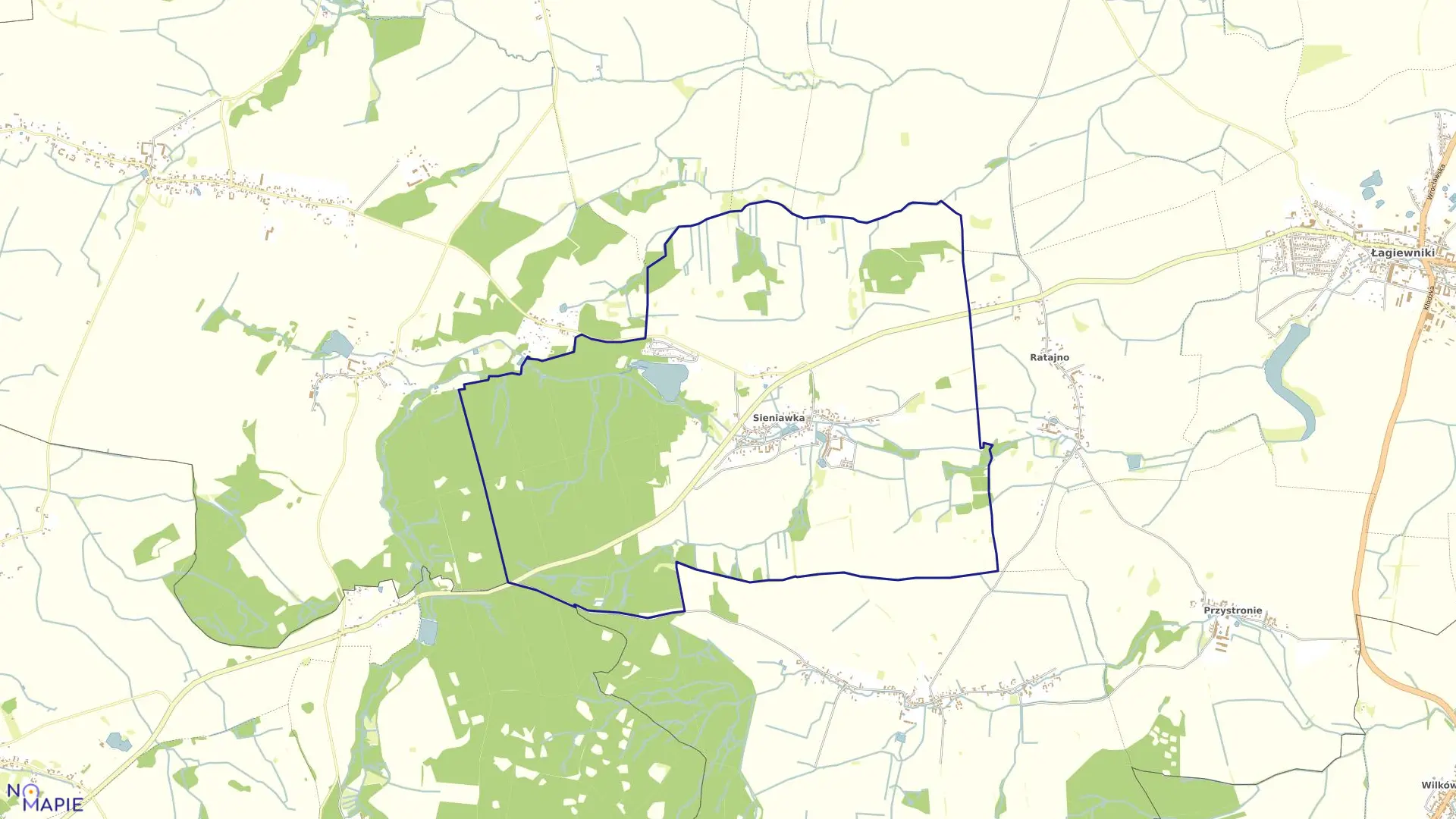 Mapa obrębu SIENIAWKA w gminie Łagiewniki