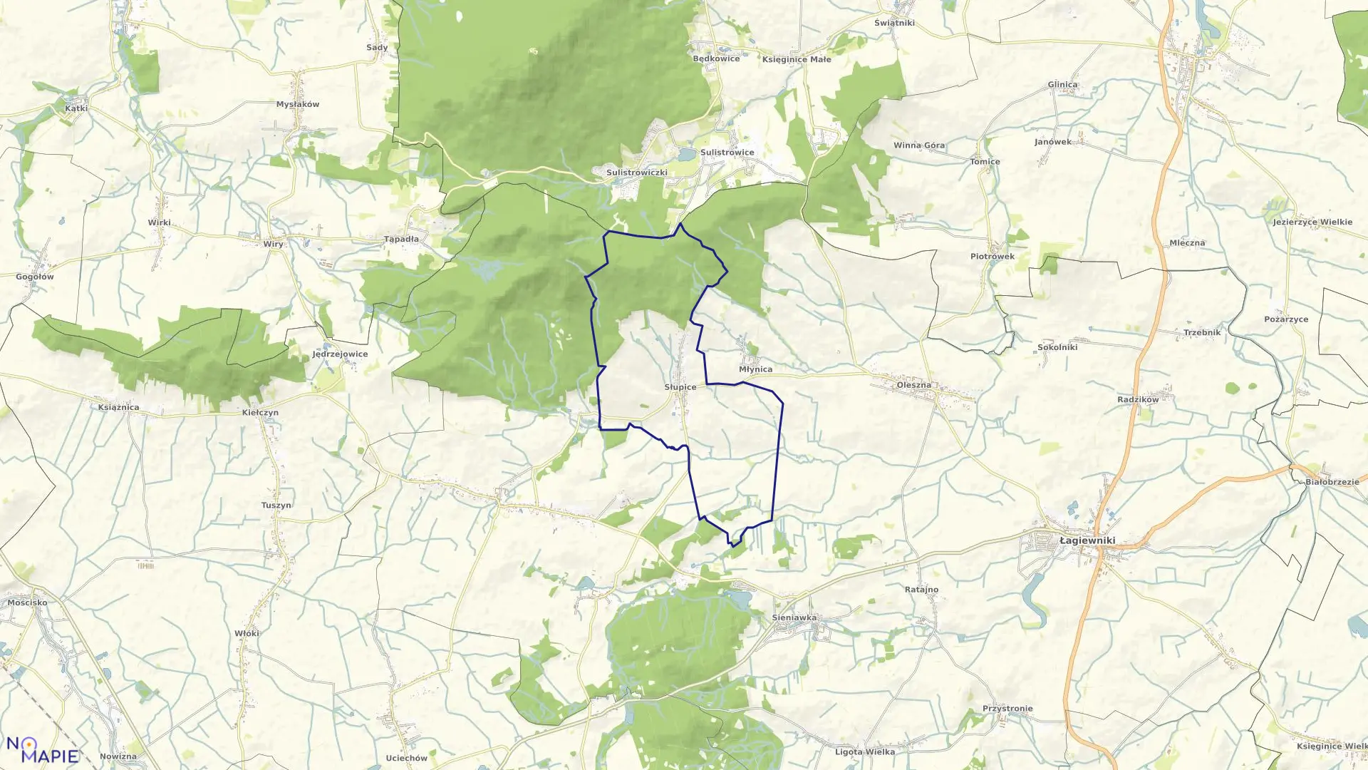 Mapa obrębu SŁUPICE w gminie Łagiewniki